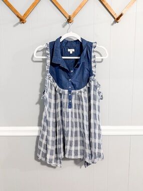 Anthropologie Pilcro Sleeveless Seaside Collared Swing Blouse